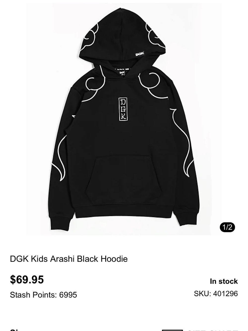 Boys DGK Black Hoodie with White Graphic Accents